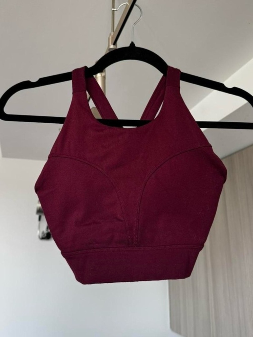 Alphalete alphaluxe alto maroon strappy open back sports bra gym yoga small